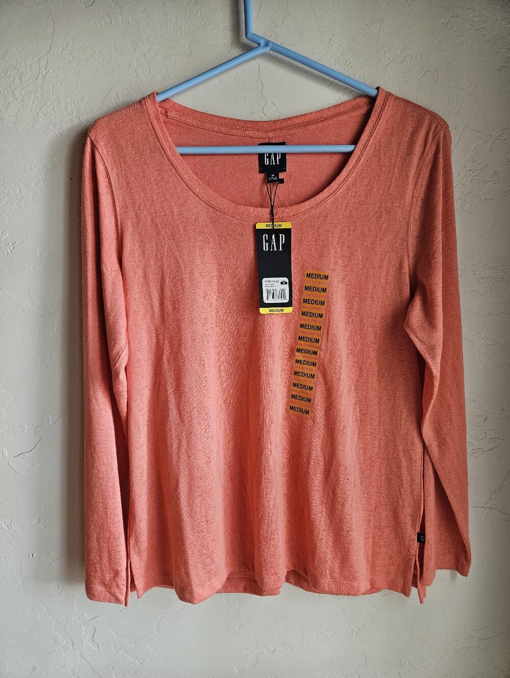 Gap Long Sleeves Slub Tee Women's Top Blouse Porcelain Rose Size M